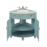 24" Benton Collection Thomasville Blue Corner Bathroom Sink Vanity