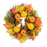24" Faux Pumpkins, Pinecone, Maple Leaves and Berries Fall Wreath - multi-color