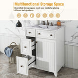 24-Inch Bathroom Vanity Cabinet with Ceramic Sink, 2 Drawers, 1 Door