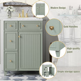 24-Inch Bathroom Vanity Cabinet with Ceramic Sink, 2 Drawers, 1 Door