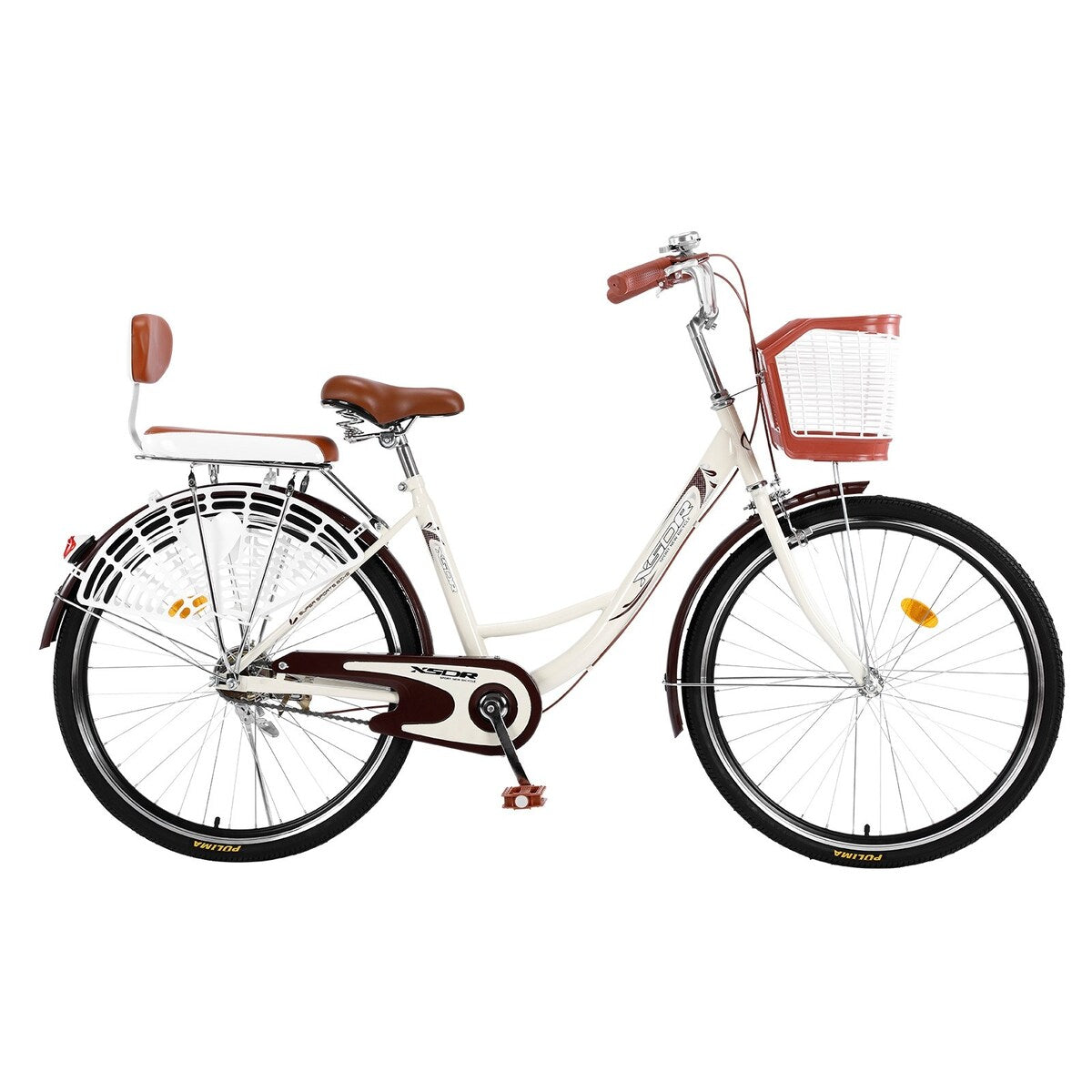 24 Inch Classic Retro Style Bike With Basket And Backseat