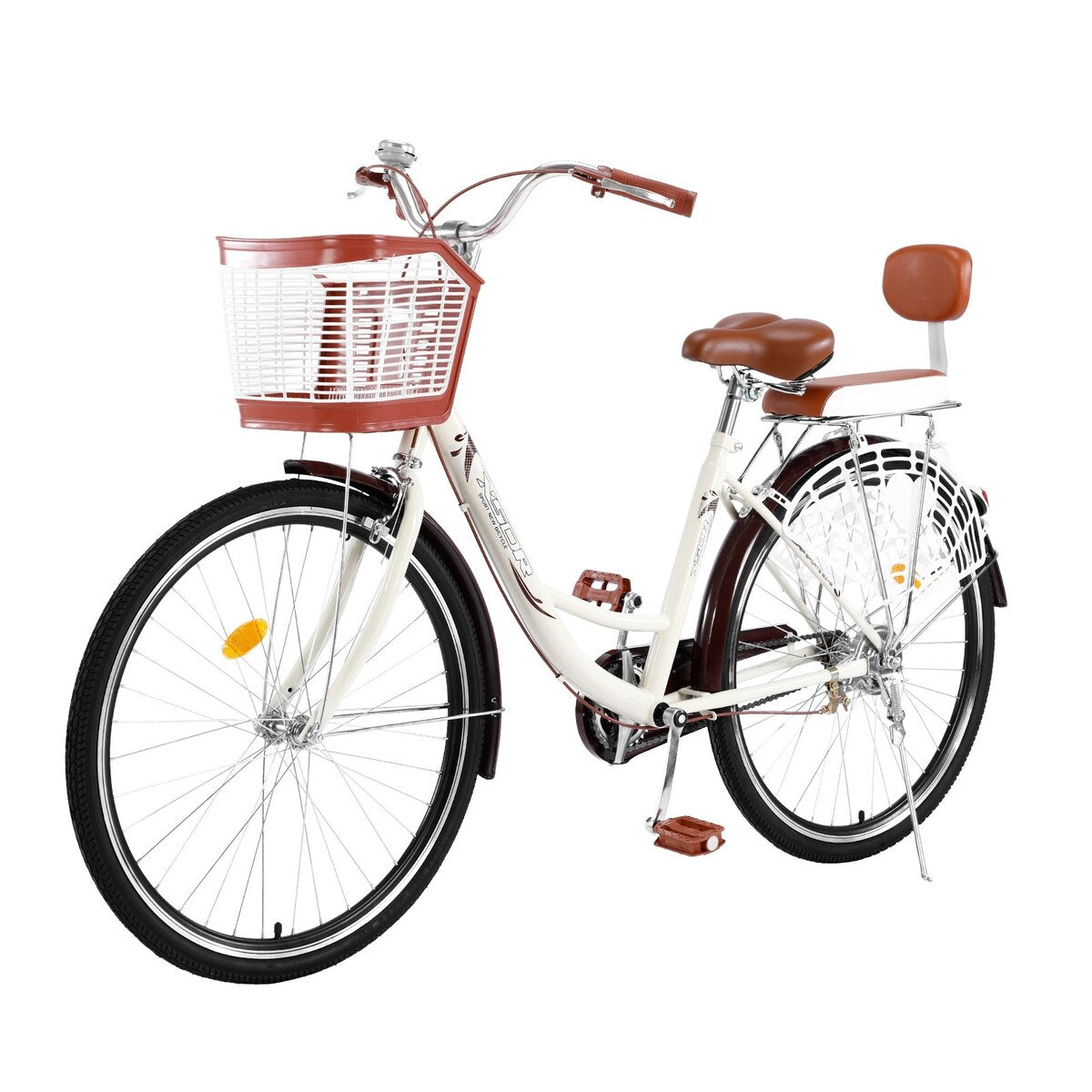 24 Inch Classic Retro Style Bike With Basket And Backseat
