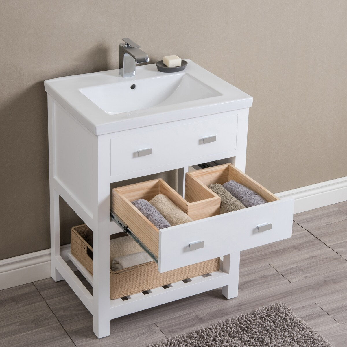 Viola 24-inch MDF 1-drawer Single Bowl Ceramic Top Vanity