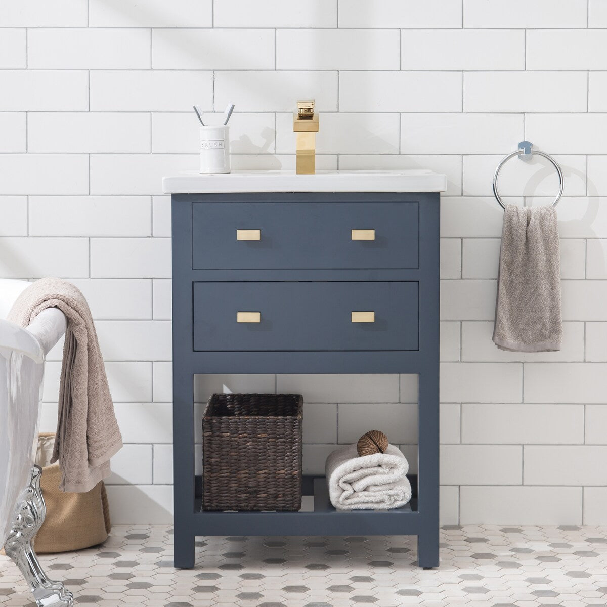 Viola 24-inch MDF 1-drawer Single Bowl Ceramic Top Vanity