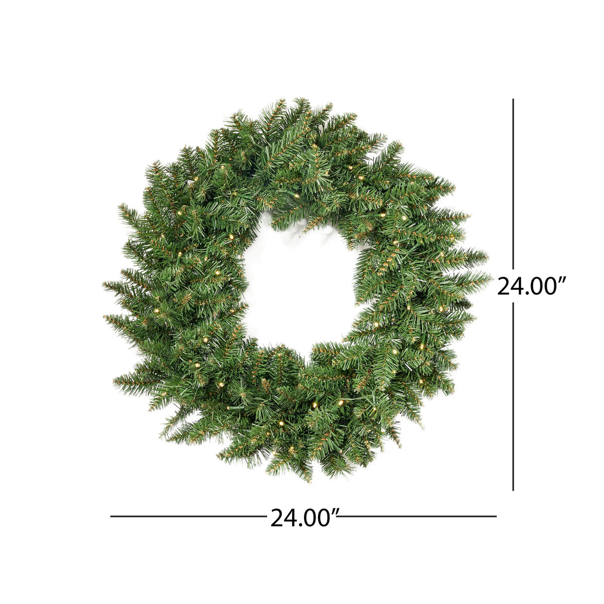 24-Inch Norway Spruce Pre-Lit Warm White LED Artificial Christmas Wreath by Christopher Knight Home - led-clear