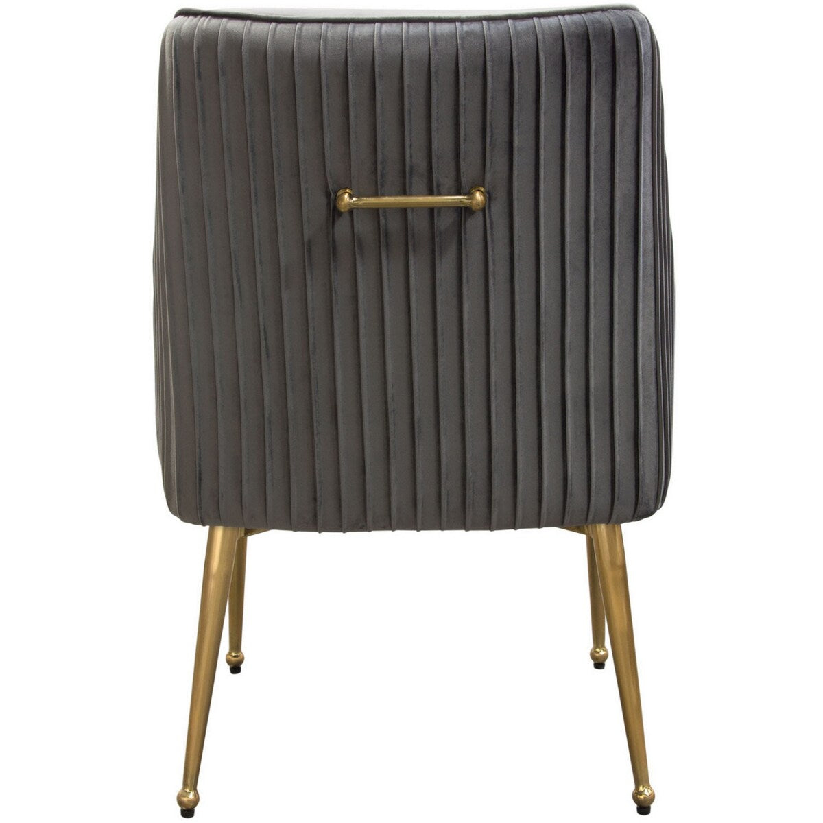 24 Inch Pleated Dining Side Chair, Set of 2, Smooth Gray Velvet Upholstery