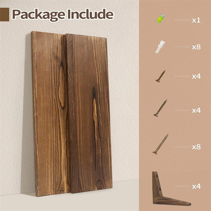 24 Inch Rustic Bathroom Shelves Wall Mount Kitchen Storage - 23.6"D x 5.9"W x 5.9"H