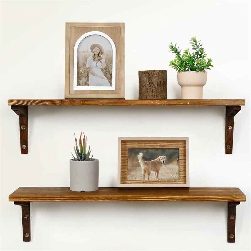 24 Inch Rustic Bathroom Shelves Wall Mount Kitchen Storage - 23.6"D x 5.9"W x 5.9"H