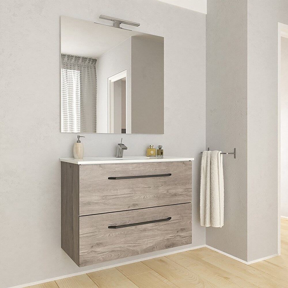 24" Modern Bathroom Vanity Dakota Set | Chicago Oak Wood | 24 x 24 x 18" Cabinet + Sink