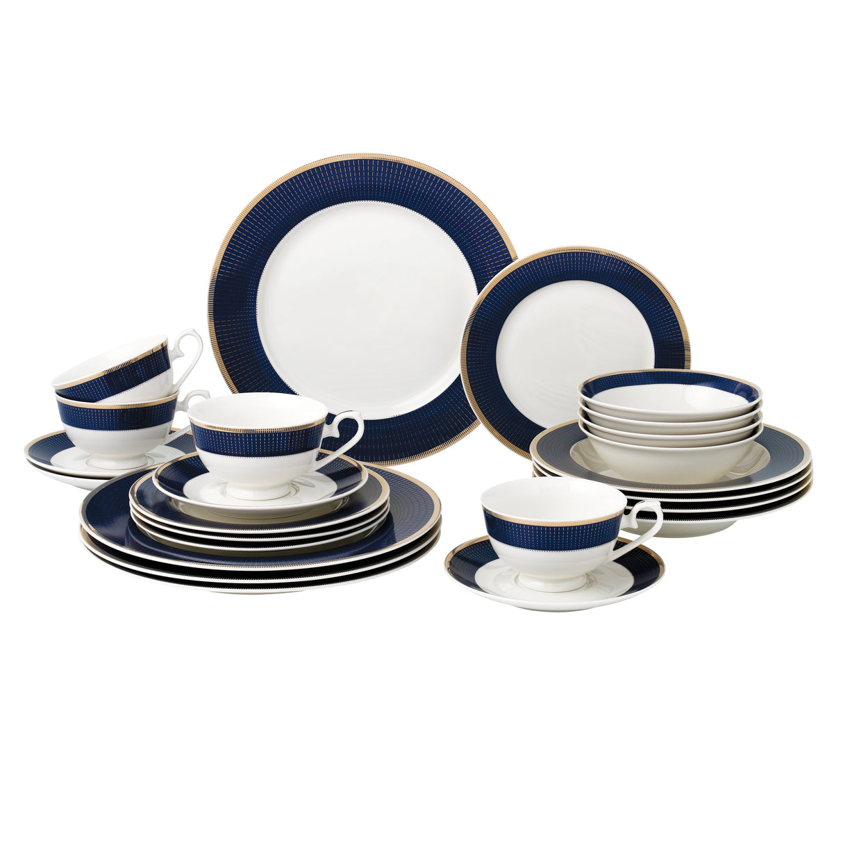 24 Piece Dinnerware Set-Bone China, Service for 4 by Lorren Home Trends