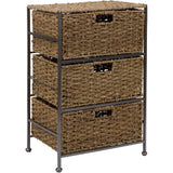 24" Seagrass and Metal 3-Drawer Storage Chest Side Table by Trademark Innovations