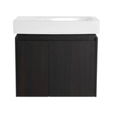 24 in. W Single Sink Wall-Mounted Bath Vanity with White Resin Top