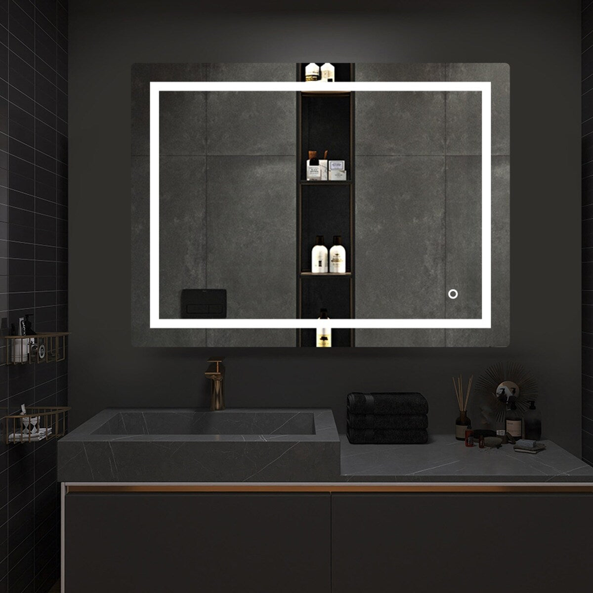32 in. W x 24 in. H Rectangular Frameless Bluetooth Music Anti-Fog LED Light Bathroom Vanity Mirror - 32x24"