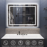 32 in. W x 24 in. H Rectangular Frameless Bluetooth Music Anti-Fog LED Light Bathroom Vanity Mirror - 32x24"