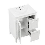 24 in. W x 33 in. H Solid Wood and MDF Bathroom Vanity with Ceramic Sink, Door and Drawers