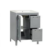 24 in. W x 33 in. H Solid Wood and MDF Bathroom Vanity with Ceramic Sink, Door and Drawers