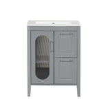 24 in. W x 33 in. H Solid Wood and MDF Bathroom Vanity with Ceramic Sink, Door and Drawers