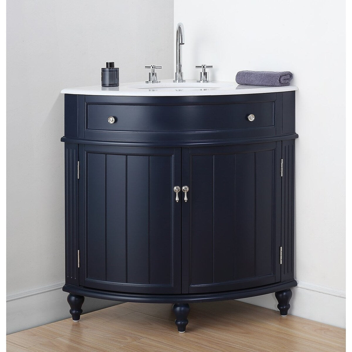 24-inch Benton Collection Triadsville Slim Corner Bathroom Sink Vanity