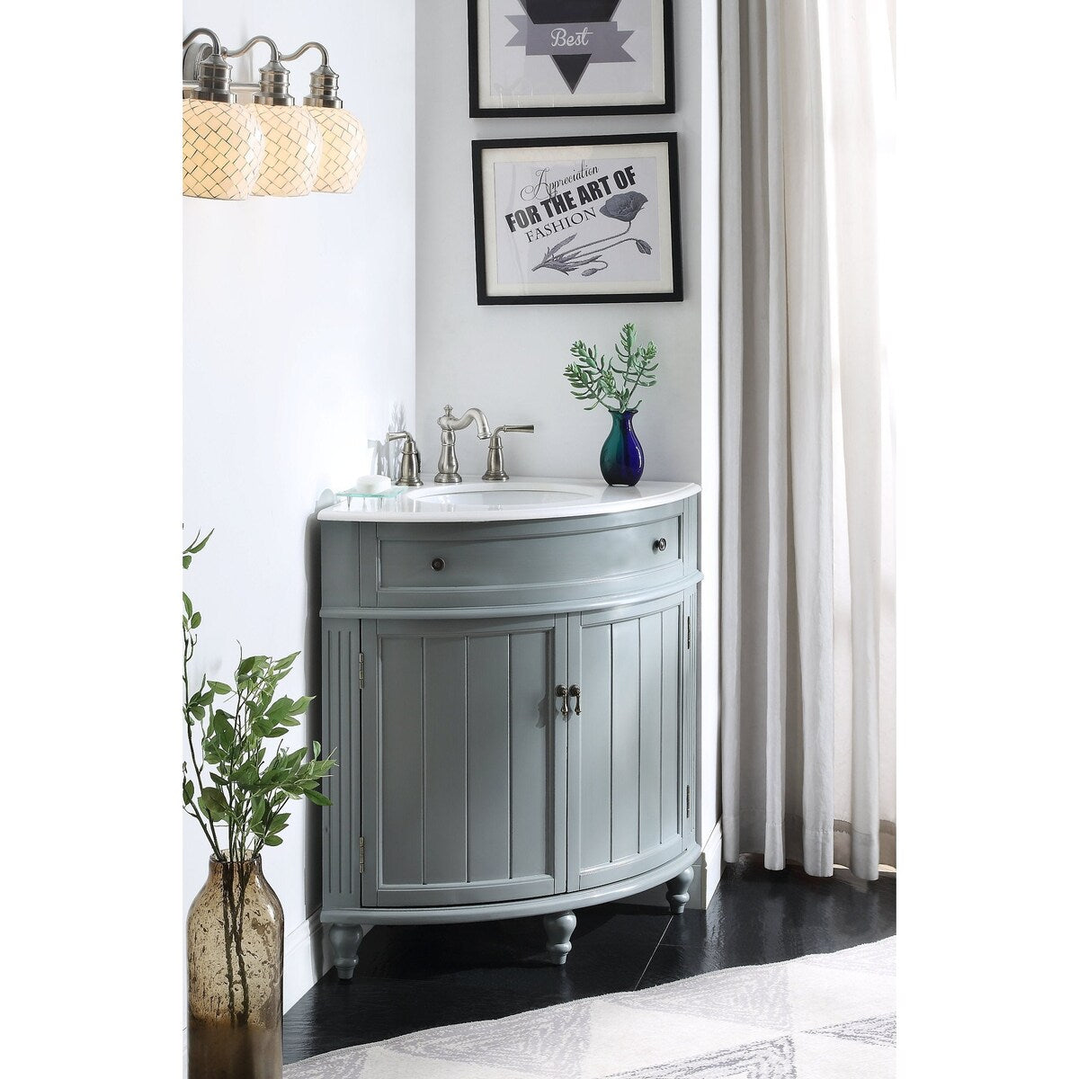 24-inch Benton Collection Triadsville Slim Corner Bathroom Sink Vanity
