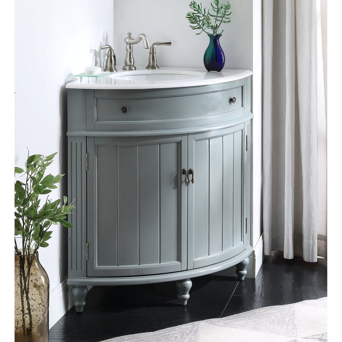 24-inch Benton Collection Triadsville Slim Corner Bathroom Sink Vanity