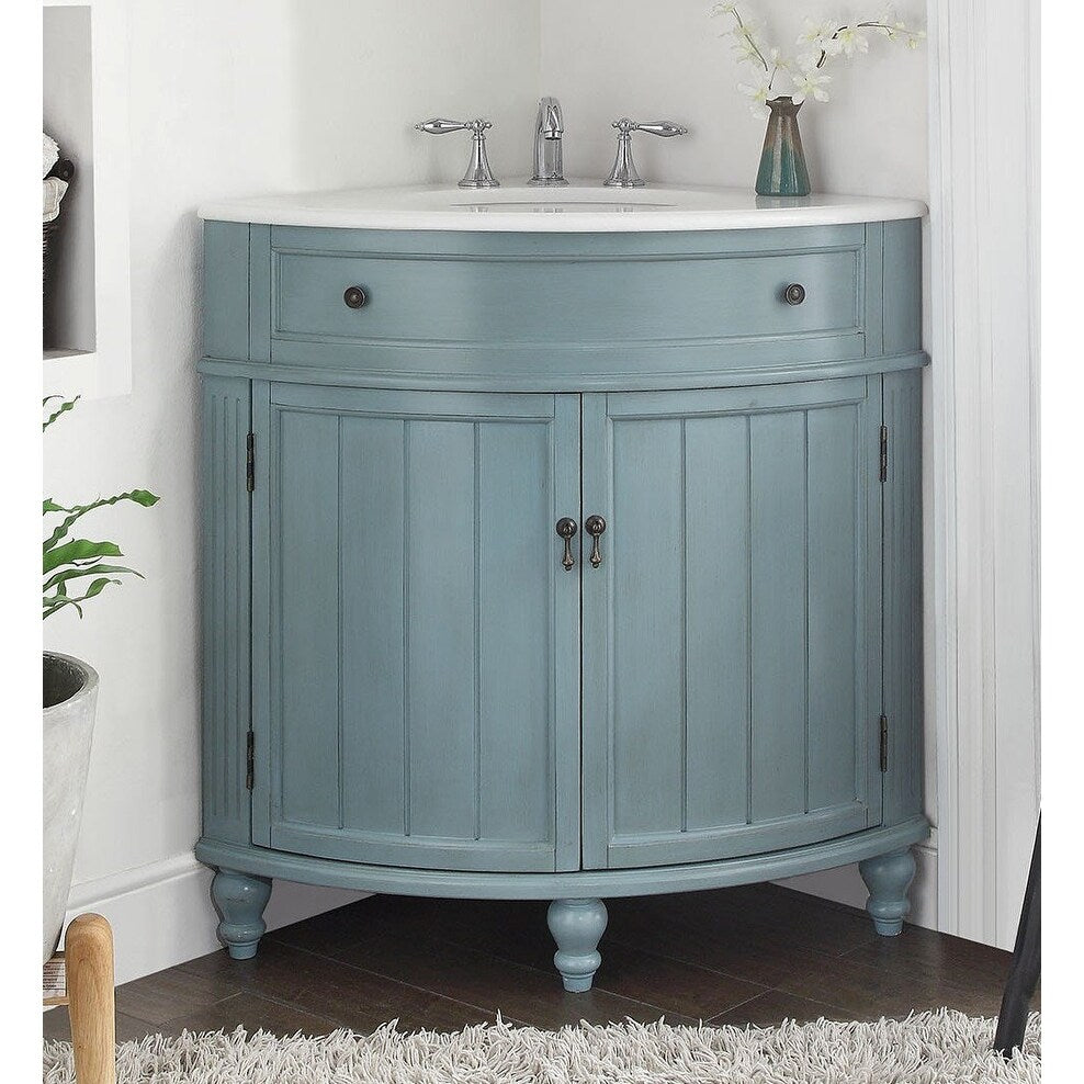 24-inch Benton Collection Triadsville Slim Corner Bathroom Sink Vanity