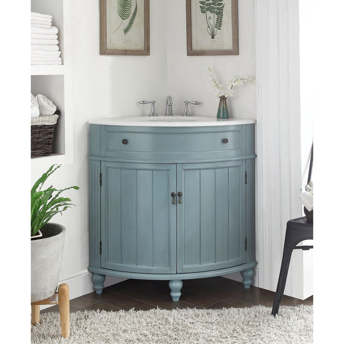 24-inch Benton Collection Triadsville Slim Corner Bathroom Sink Vanity