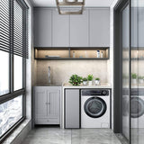 24 inch Laundry Cabinet Utility Sink Vanity, Stainless Steel Sink, Faucet and Cabinet Combo - N/A