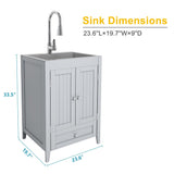24 inch Laundry Cabinet Utility Sink Vanity, Stainless Steel Sink, Faucet and Cabinet Combo - N/A