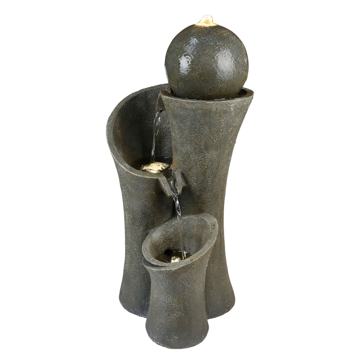 24-inch Outdoor Sphere Water Fountain with Lights, 5-Tier