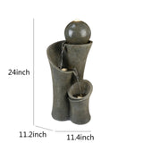 24-inch Outdoor Sphere Water Fountain with Lights, 5-Tier