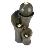 24-inch Outdoor Sphere Water Fountain with Lights, 5-Tier