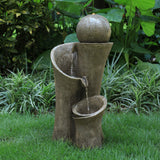 24-inch Outdoor Sphere Water Fountain with Lights, 5-Tier