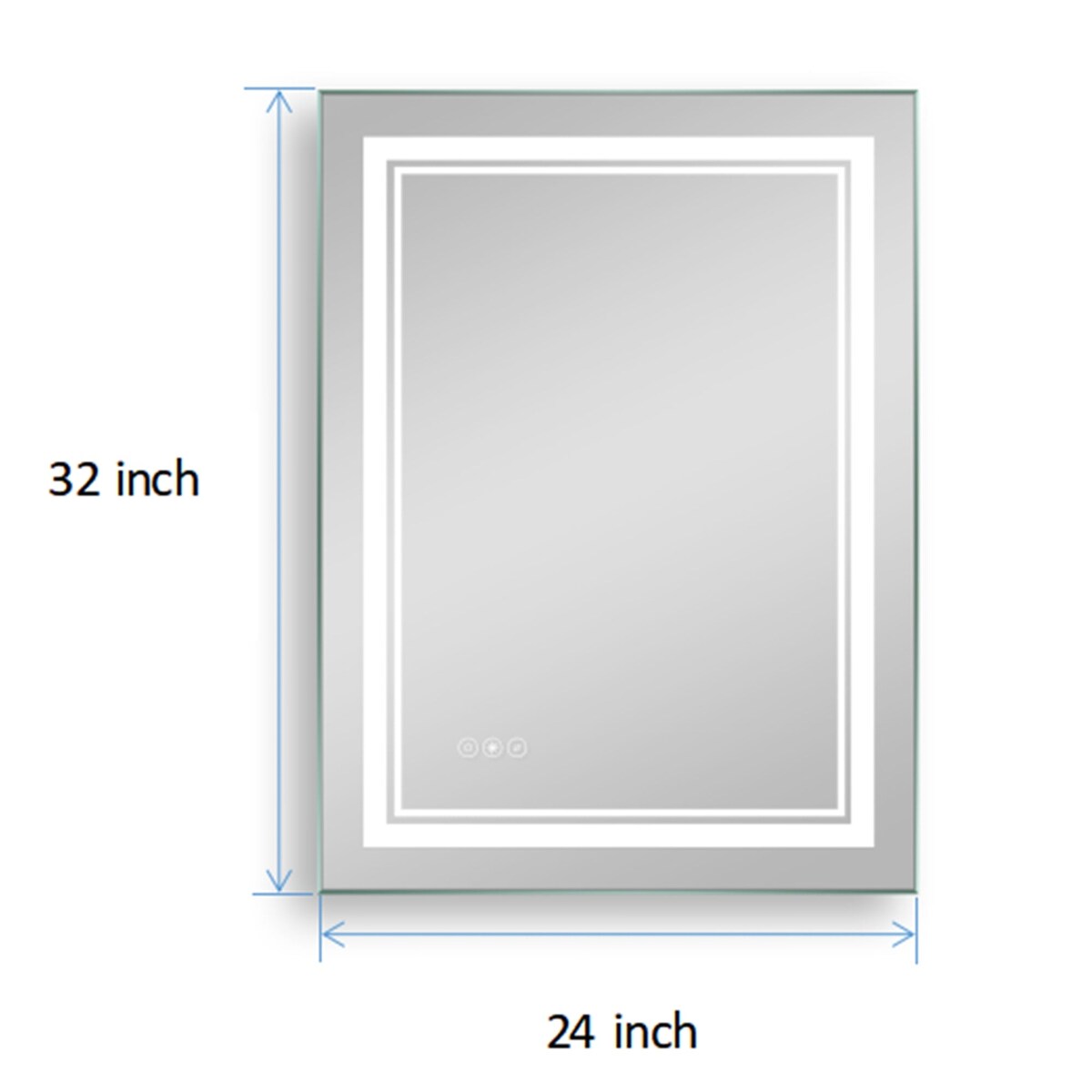 24" x 32" Rectangular Touch Switch Wall Mounted LED Bathroom Mirror