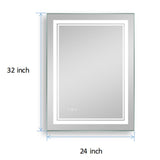 24" x 32" Rectangular Touch Switch Wall Mounted LED Bathroom Mirror