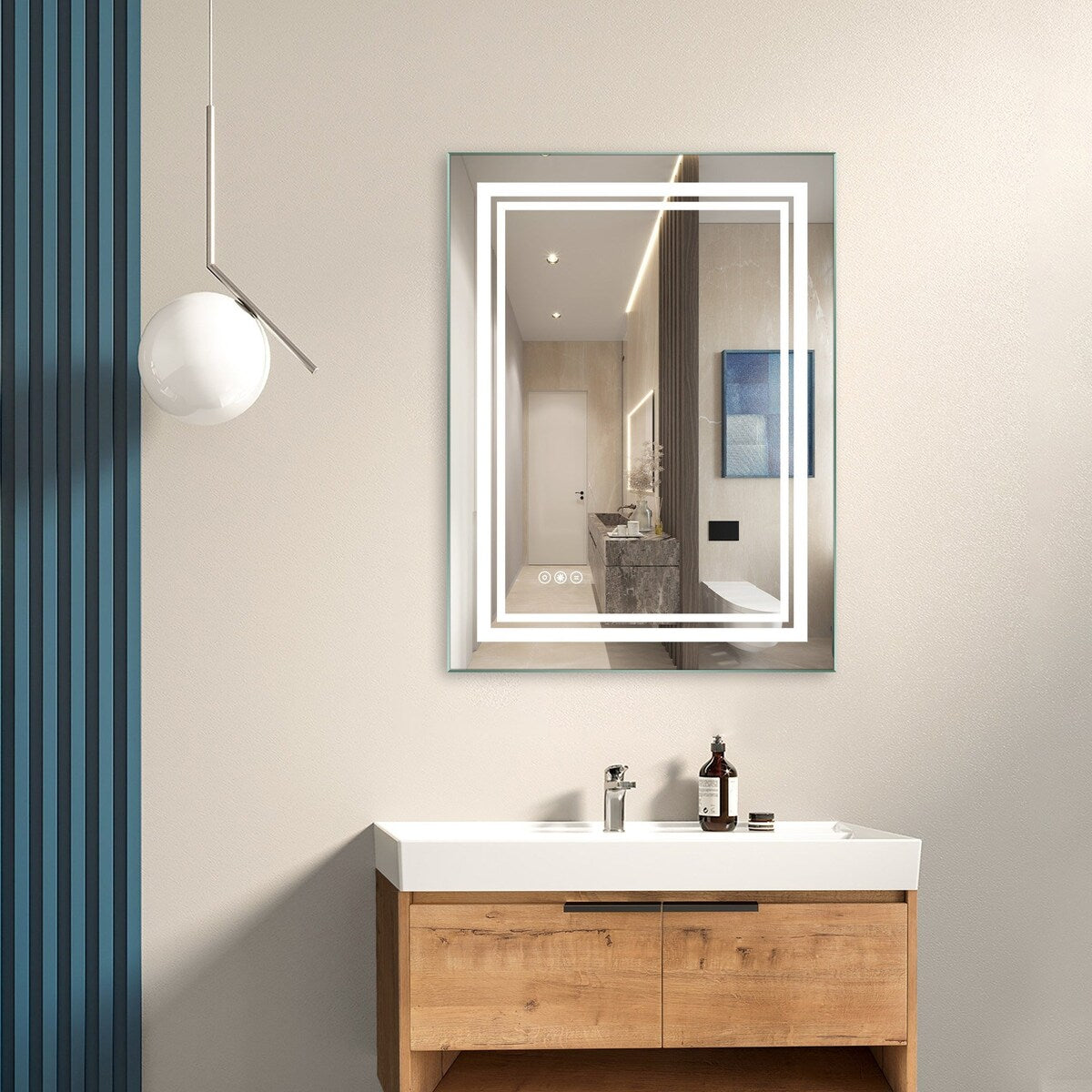 24" x 32" Rectangular Touch Switch Wall Mounted LED Bathroom Mirror