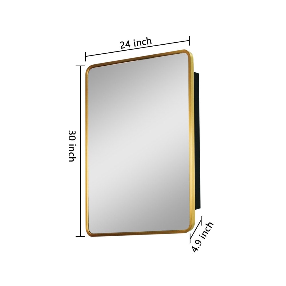 24 x 30 Gold Surface or Recessed Mount Bathroom Medicine Cabinet