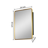 24 x 30 Gold Surface or Recessed Mount Bathroom Medicine Cabinet