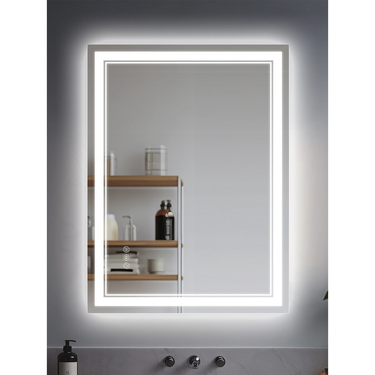 Durx-litecrete Inch Bathroom Vanity Mirror with Dual LED Light Strips