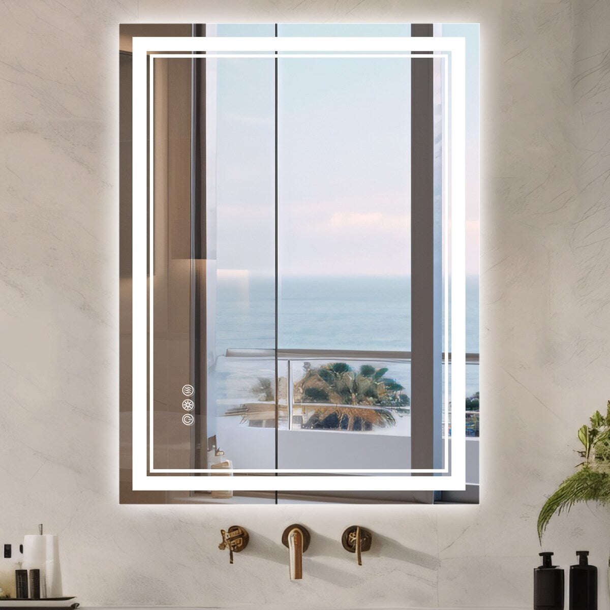 Durx-litecrete Inch Bathroom Vanity Mirror with Dual LED Light Strips