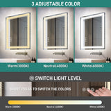Durx-litecrete Inch Bathroom Vanity Mirror with Dual LED Light Strips