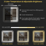 Durx-litecrete Inch Bathroom Vanity Mirror with Dual LED Light Strips