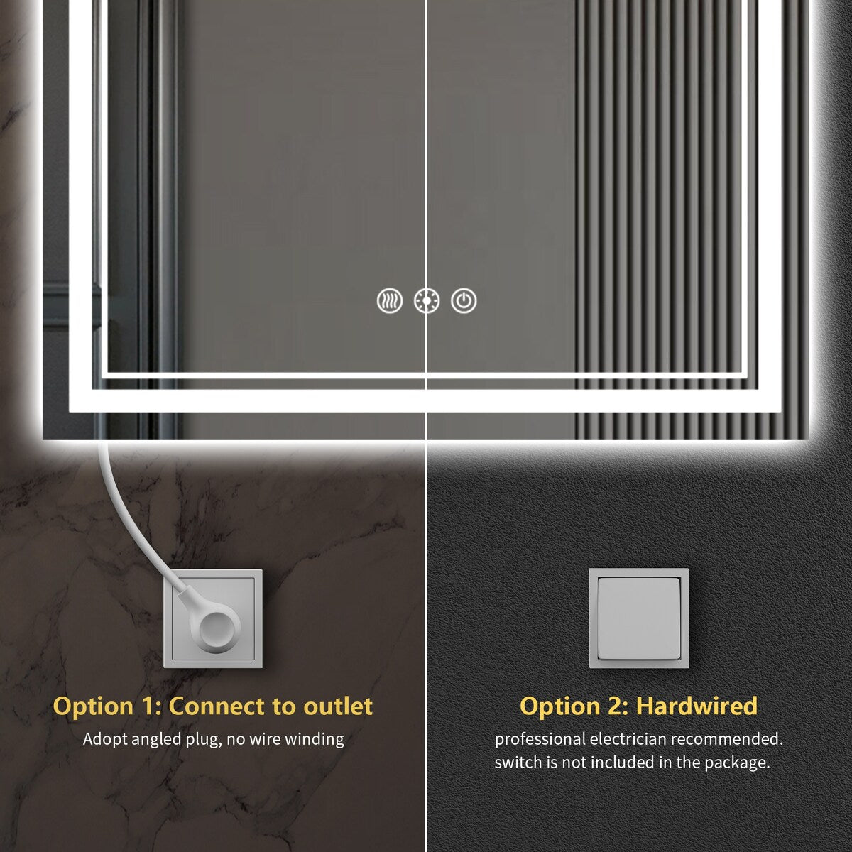 Durx-litecrete Inch Bathroom Vanity Mirror with Dual LED Light Strips