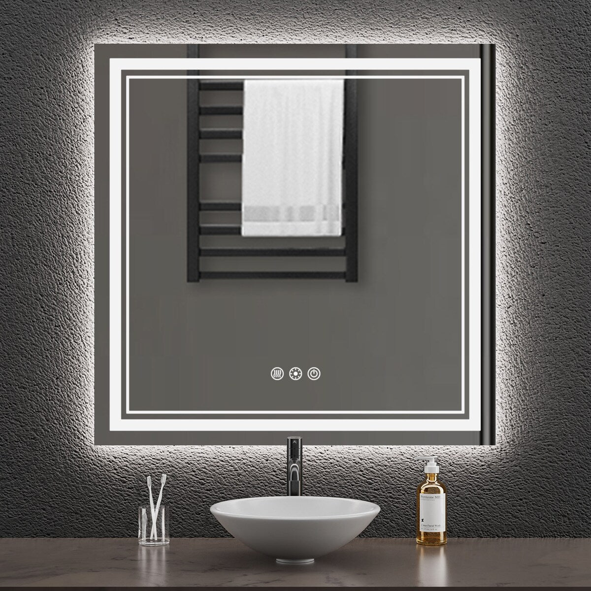 Durx-litecrete Inch Bathroom Vanity Mirror with Dual LED Light Strips