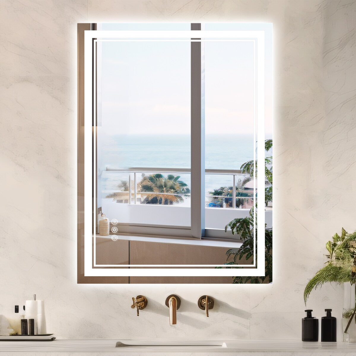 Durx-litecrete Inch Bathroom Vanity Mirror with Dual LED Light Strips