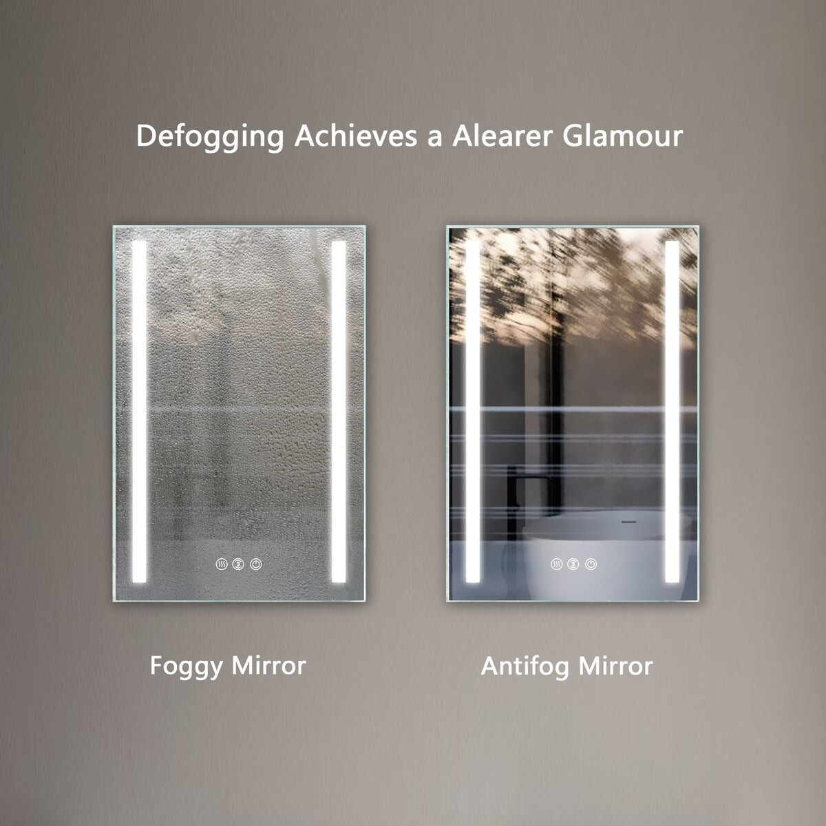 24 x 32 Inch LED Bathroom Mirror with Light, Dimmable Anti-Fog Wall Mounted Vanity Mirror - 32x24 inches