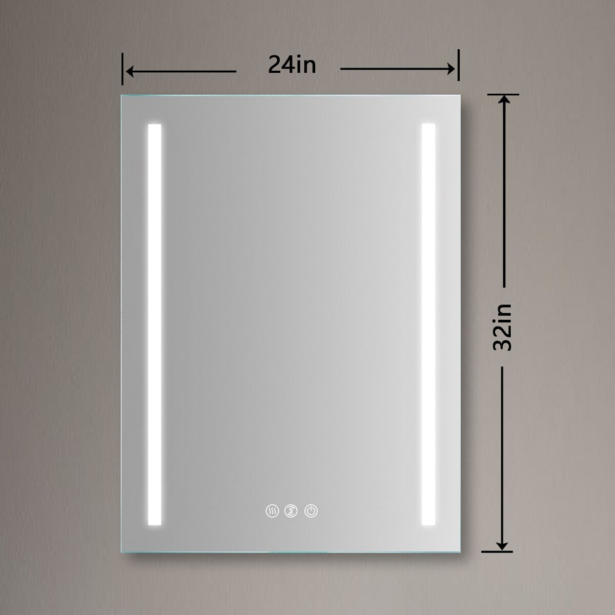 24 x 32 Inch LED Bathroom Mirror with Light, Dimmable Anti-Fog Wall Mounted Vanity Mirror - 32x24 inches