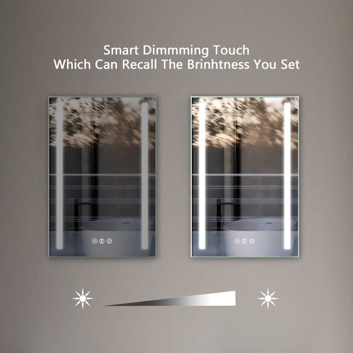 24 x 32 Inch LED Bathroom Mirror with Light, Dimmable Anti-Fog Wall Mounted Vanity Mirror - 32x24 inches