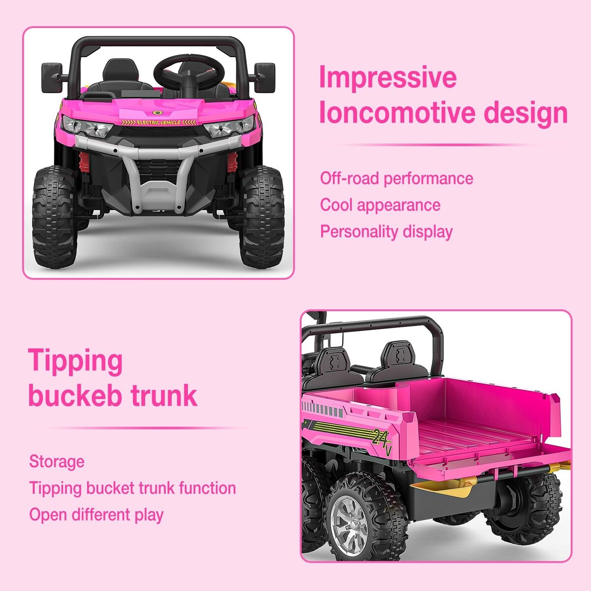 24V 2-Seater Ride-On Dump Truck For Kids With Remote Control