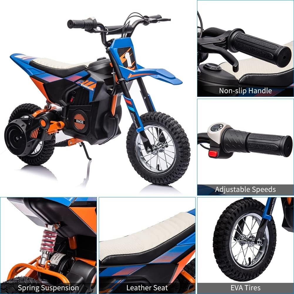 24V 7ah Kids Ride on Motorcycle,13.6MPH Fast Speed