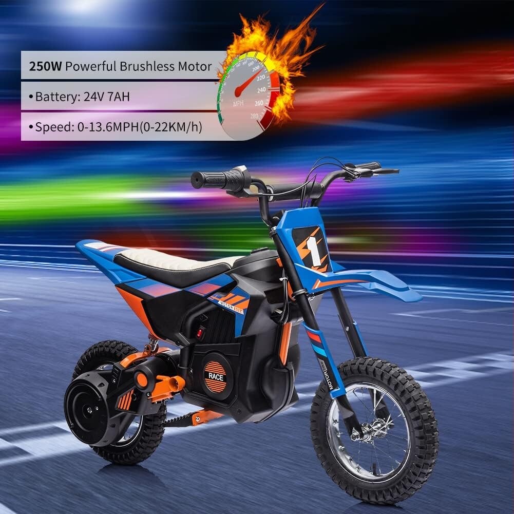 24V 7ah Kids Ride on Motorcycle,13.6MPH Fast Speed